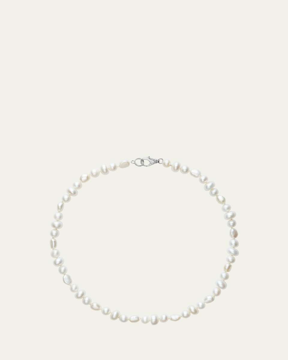 White Pearl Mixed Shape Knotted Necklace